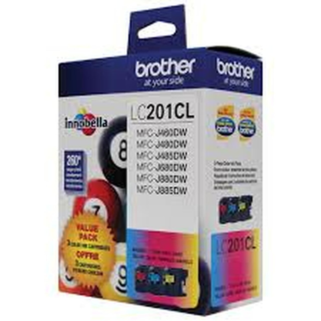 Brother LC201 Ink Cartridge - Colour 3 Pack