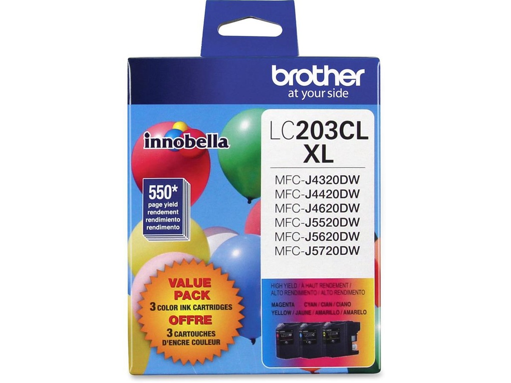 Brother LC203 Ink Cartridge - Colour 3 Pack