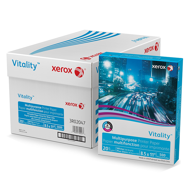 Xerox Vitality 20lb Multiuse Copy Paper, 8.5x14, 5000 Sheets